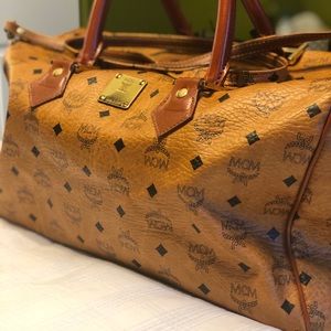MCM Visetos L Duffel Brown leather WKND/TRA bag